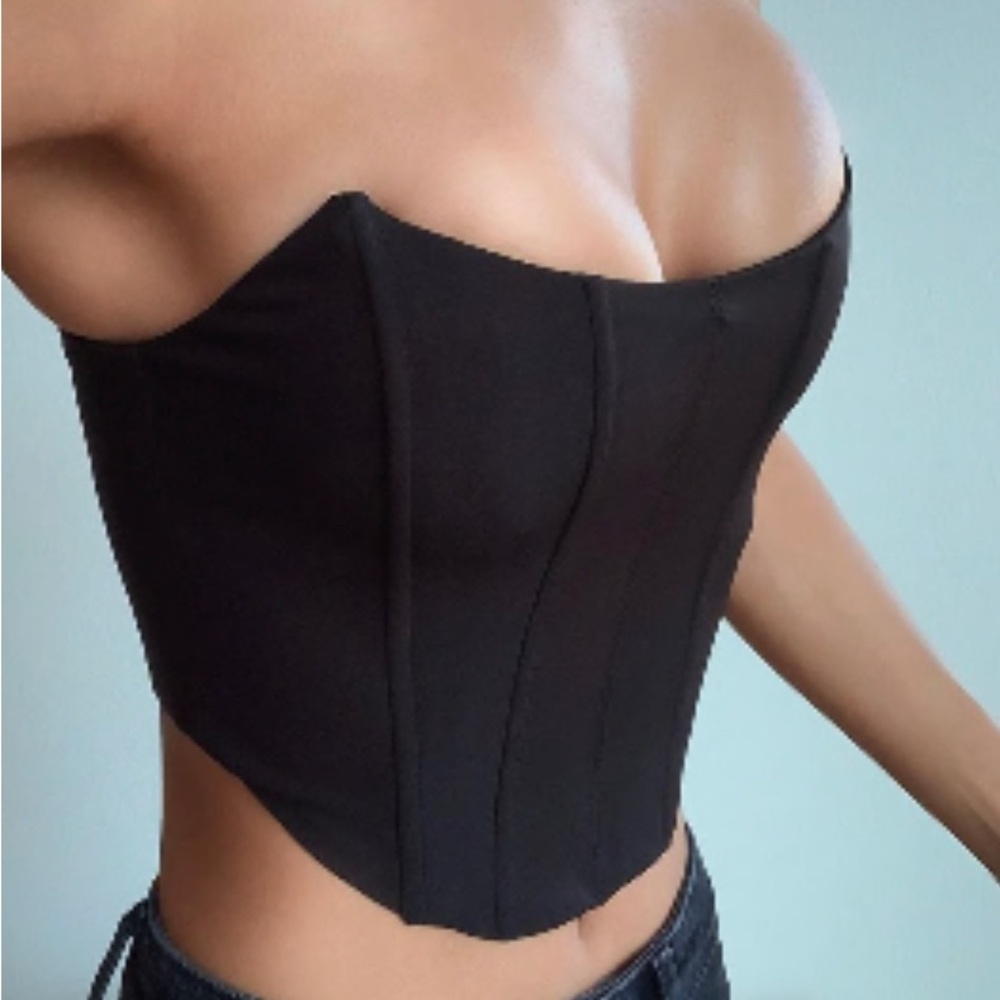 Black Strapless Corset Top